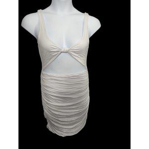 Dokidoo White Sleeveless Cut Out Stretch Ruched Dress Size XL NWT